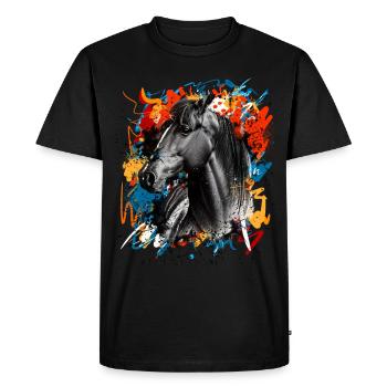 Horse - Men's Premium Organic T-Shirt - black - Front - Nico (187cm)