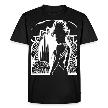 Fantasy Post Punk Celtic Tribal Batcave Mohawk Gi - T-shirt Premium bio Homme - noir - Devant - Nico (187cm)
