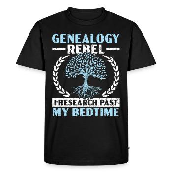 Généalogie Rebel I Recherche après l’heure du coucher - T-shirt Premium bio Homme - noir - Devant - Nico (187cm)