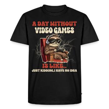 Gamer Gaming Sloth Funny - Men's Premium Organic T-Shirt - black - Front - Nico (187cm)