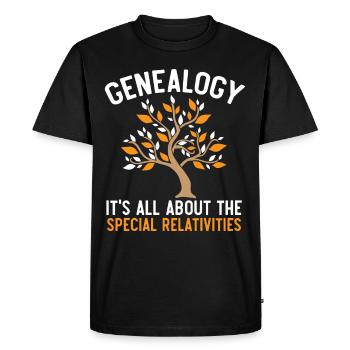Généalogie Tout tourne autour des relativités restreintes - T-shirt Premium bio Homme - noir - Devant - Nico (187cm)