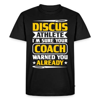 Discus Throw Discus Thrower Athletics Discus - Men's Premium Organic T-Shirt - black - Front - Nico (187cm)