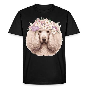 Cute Poodle Flower Crown Pet Dog Breed Floral Pupp - Men's Premium Organic T-Shirt - black - Front - Nico (187cm)