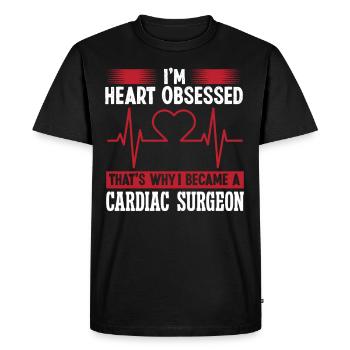 Cardiac Surgeon Heart Obsessed Cardiac Surgery Surgeon - Men's Premium Organic T-Shirt - black - Front - Nico (187cm)