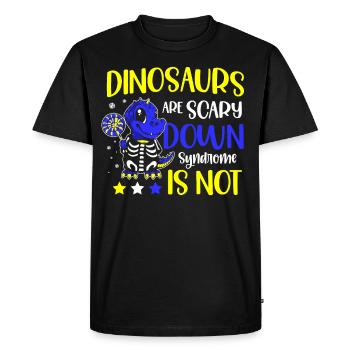 Dinosaurs are scary, Down syndrome - Men's Premium Organic T-Shirt - black - Front - Nico (187cm)