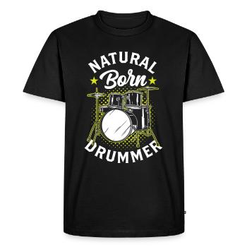 Un batteur né, batteur, batteur, tambour - T-shirt Premium bio Homme - noir - Devant - Nico (187cm)