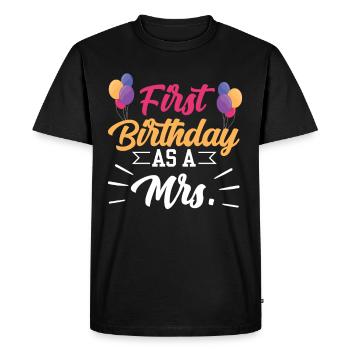 Premier anniversaire en tant que femme femme enceinte humour - T-shirt Premium bio Homme - noir - Devant - Nico (187cm)