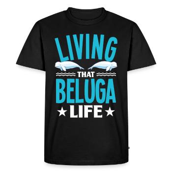 Béluga Béluga Baleine Observation des baleines Dauphin Dauphin - T-shirt Premium bio Homme - noir - Devant - Nico (187cm)
