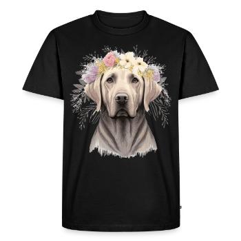 Mignon Labrador Retriever Fleur Couronne Chien de compagnie Flora - T-shirt Premium bio Homme - noir - Devant - Nico (187cm)