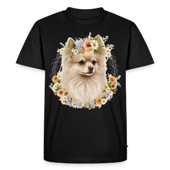Cute Pomeranian Pom Flower Crown Pet Dog Breed Flo - Men's Premium Organic T-Shirt - black - Front - Nico (187cm)
