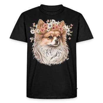 Cute Pomeranian Pom Flower Crown Pet Dog Breed Flo - Men's Premium Organic T-Shirt - black - Front - Nico (187cm)