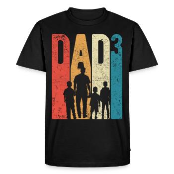Dad Up 3 Dad Up 3 Kids Three Boys Retro - Men's Premium Organic T-Shirt - black - Front - Nico (187cm)