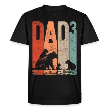 Dad Hoch 3 Papa Hoch 3 Kinder Bär Dreifacher Papa - Männer Premium Bio T-Shirt - Schwarz - Vorne - Nico (187cm)