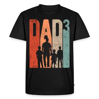 Dad Up 3 Dad Up 3 Kids Three Boys Retro - Men's Premium Organic T-Shirt - black - Front - Nico (187cm)