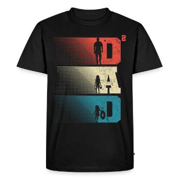 Dad Hoch 2 Papa Hoch 2 Kinder Zwei Mädchen Retro - Männer Premium Bio T-Shirt - Schwarz - Vorne - Nico (187cm)