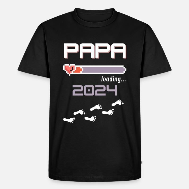 Papa 2024 loading... - Männer Premium Bio T-Shirt - Schwarz