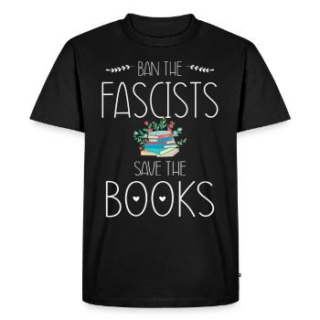Banni les fascistes, sauvez les livres - T-shirt Premium bio Homme - noir - Devant - Nico (187cm)
