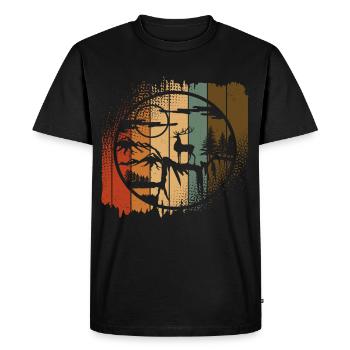 Deer Mountains Forest - Men's Premium Organic T-Shirt - black - Front - Nico (187cm)
