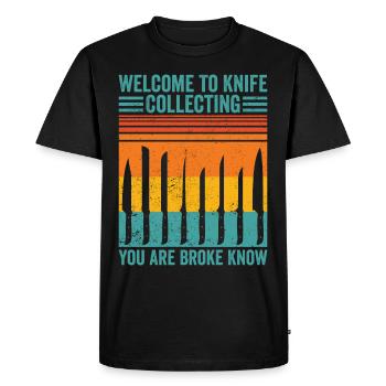 Lustiger Messersammler - Männer Premium Bio T-Shirt - Schwarz - Vorne - Nico (187cm)