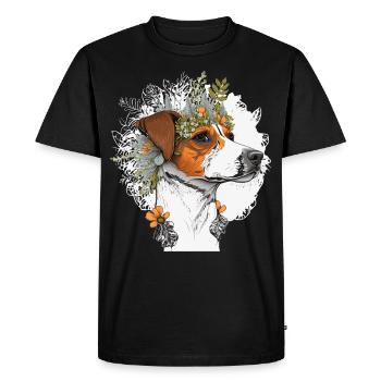 Mignon Jack Russel Terrier Fleur Couronne Chien de compagnie Flor - T-shirt Premium bio Homme - noir - Devant - Nico (187cm)