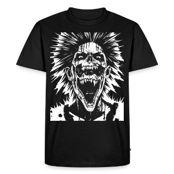 Horror Fan Skull with Mohawk Crazy Punkrocker Pun - Men's Premium Organic T-Shirt - black - Front - Nico (187cm)