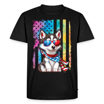 Husky USA - Men's Premium Organic T-Shirt - black - Front - Nico (187cm)