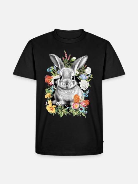 Rabbit Rabbit Flowers - Men's Premium Organic T-Shirt - black