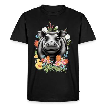 Fleurs d’hippopotame - T-shirt Premium bio Homme - noir - Devant - Nico (187cm)