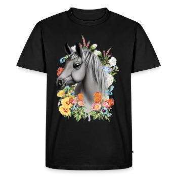 Fleurs de cheval - T-shirt Premium bio Homme - noir - Devant - Nico (187cm)