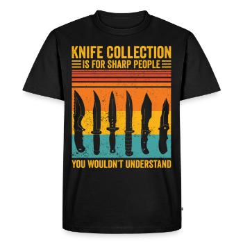 Drôle de collectionneur de couteaux - T-shirt Premium bio Homme - noir - Devant - Nico (187cm)