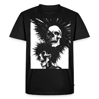 Horror Fan Skull with Mohawk Crazy Punkrocker Pun - Men's Premium Organic T-Shirt - black - Front - Nico (187cm)