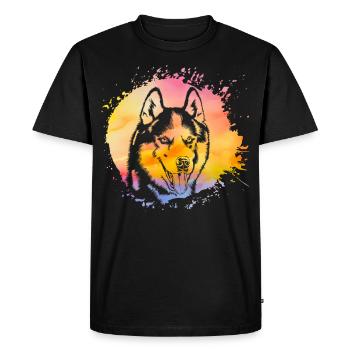 Husky Dog - Men's Premium Organic T-Shirt - black - Front - Nico (187cm)
