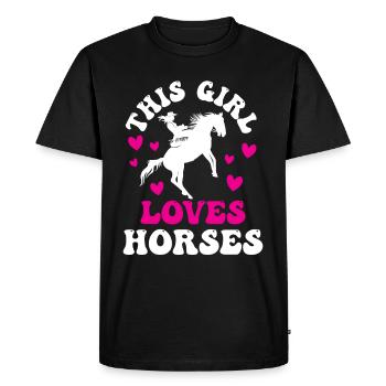 Cette fille aime les chevaux à cheval cavalier - T-shirt Premium bio Homme - noir - Devant - Nico (187cm)