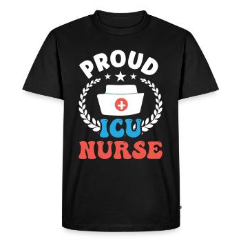 Fière infirmière en soins intensifs - T-shirt Premium bio Homme - noir - Devant - Nico (187cm)