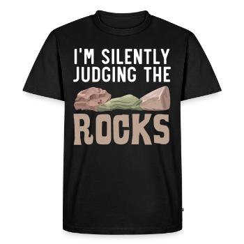 Je juge les rochers en silence Rassembler des rochers - T-shirt Premium bio Homme - noir - Devant - Nico (187cm)