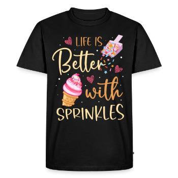 La vie est meilleure avec les paillettes - T-shirt Premium bio Homme - noir - Devant - Nico (187cm)