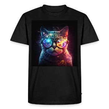 Cat in the frenzy of psychedelics - Men's Premium Organic T-Shirt - black - Front - Nico (187cm)