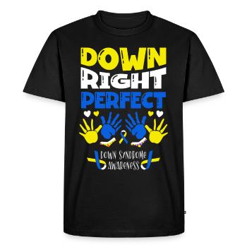 Down Right Perfect Conscience du syndrome de Down - T-shirt Premium bio Homme - noir - Devant - Nico (187cm)