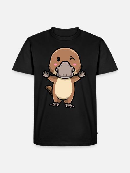 Emoticon ornitorinco kawaii - Maglietta ecologica premium da uomo - nero