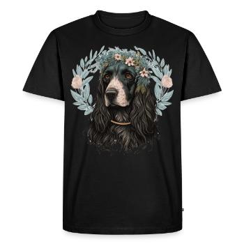 Cute English Cocker Spaniel Flower Crown Pet Dog B - Men's Premium Organic T-Shirt - black - Front - Nico (187cm)
