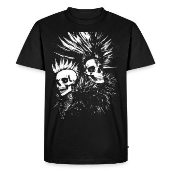 Punkrock Fan Skull with Mohawk Crazy Antisocial P - Men's Premium Organic T-Shirt - black - Front - Nico (187cm)
