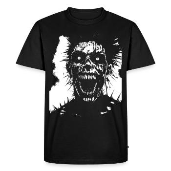 Punkrock Fan Skull with Mohawk Crazy Antisocial P - Men's Premium Organic T-Shirt - black - Front - Nico (187cm)