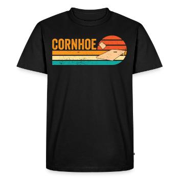 Funny Cornhole Corn Hole Retro - Men's Premium Organic T-Shirt - black - Front - Nico (187cm)