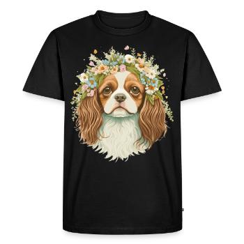 Mignon Cavalier King Charles Spaniel Flower Crown Do - T-shirt Premium bio Homme - noir - Devant - Nico (187cm)