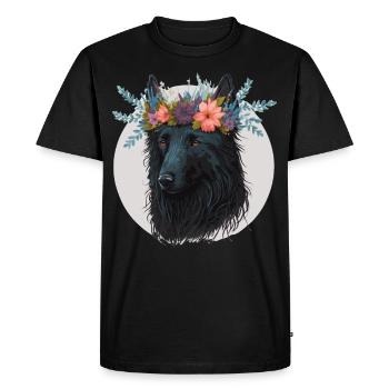 Fleur de chien de berger belge mignon Couronne Chien de compagnie Floral - T-shirt Premium bio Homme - noir - Devant - Nico (187cm)