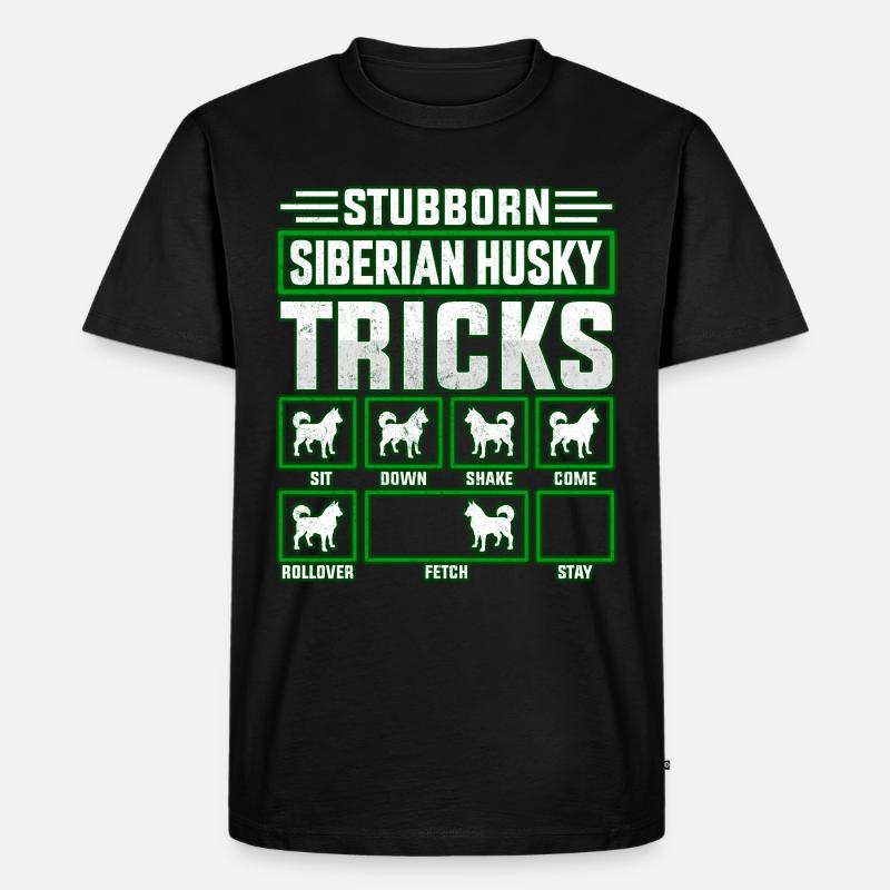 Stubborn Siberian Husky Tricks - Männer Premium Bio T-Shirt - Schwarz