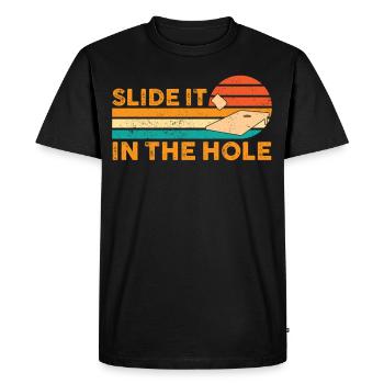 Funny Cornhole Corn Hole Retro - Men's Premium Organic T-Shirt - black - Front - Nico (187cm)