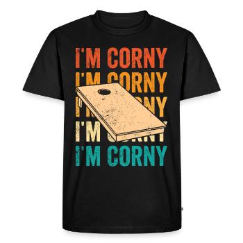 Funny Cornhole Corn Hole Retro - Men's Premium Organic T-Shirt - black - Front - Nico (187cm)