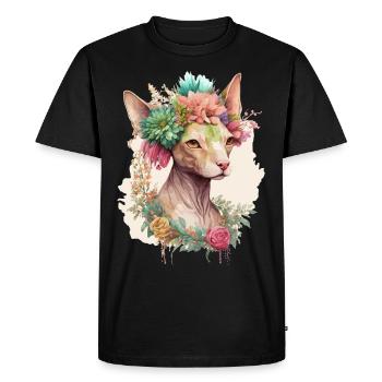 Cute Sphynx Cat Cat Flower Crown Cats Pet Kitten - Men's Premium Organic T-Shirt - black - Front - Nico (187cm)
