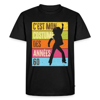 Années 60 Costume des 60s Disco Deguisement Tenue - T-shirt Premium bio Homme - noir - Devant - Nico (187cm)